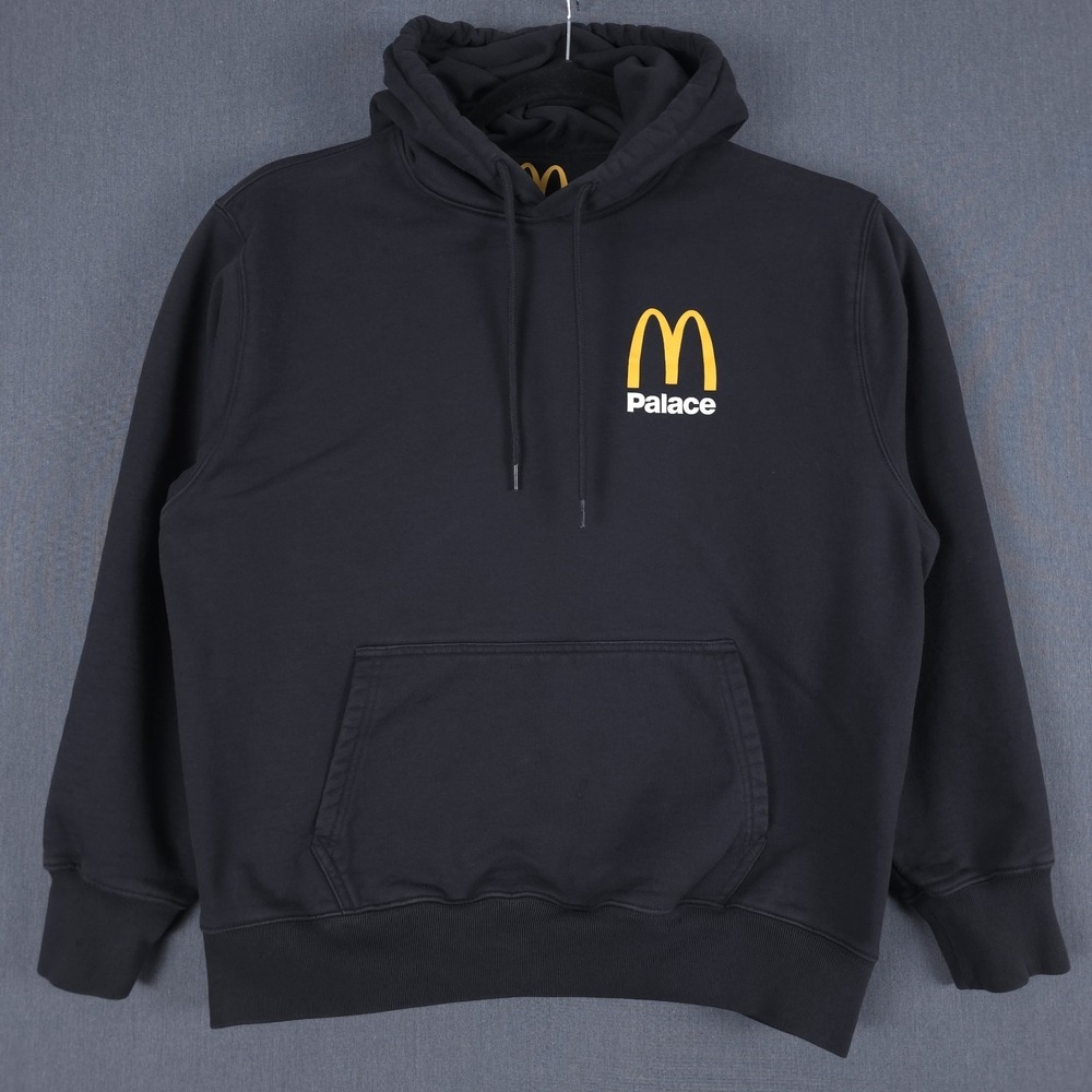 Palace x McDonalds Logo Hoodie Size Large Black Pullover Sweatshirt Skater‎